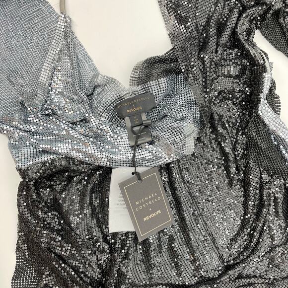 Michael Costello x REVOLVE | Evangeline Mini Dress in Black & Pewter M w/ Tags - Picture 6 of 13